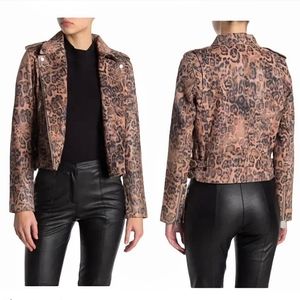 Walter Baker Lamb Leather Cheetah Moto Jacket